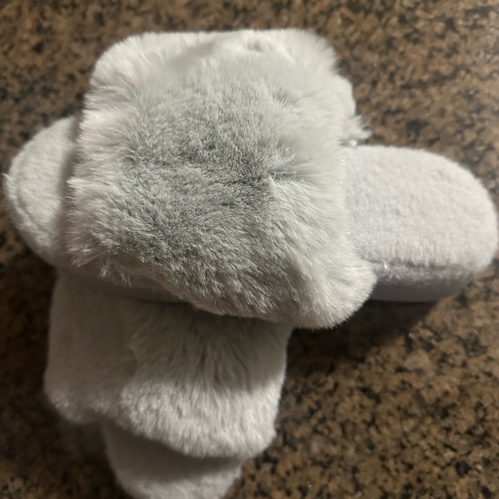 Fluffy Grey Slippers